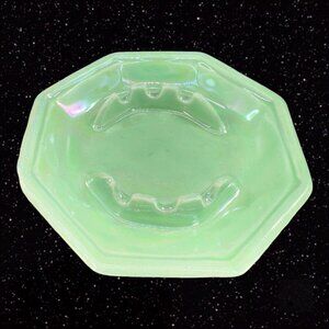Vintage‎ California Pottery 1980s Green Luster Glow Ashtray Dish USA Marked B804